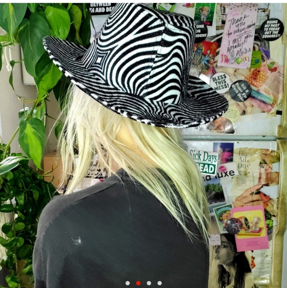 Trippy zebra velour cowboy hat #5